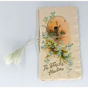 Vintage Booklet Poem The World's Holiday by Edith Rutter Leathman Embossed